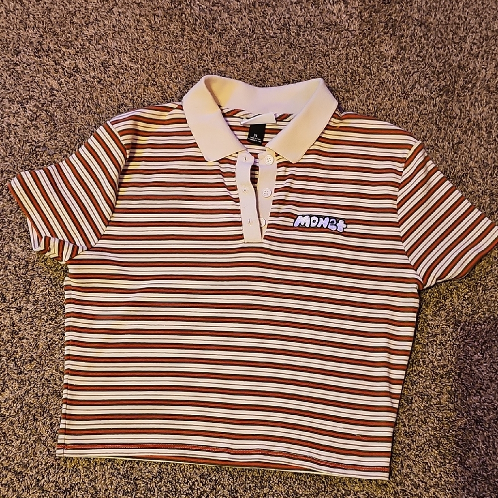 Monet Kids Polo Shirt - Red and White Stripes